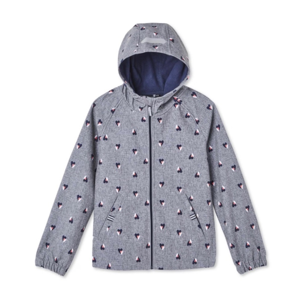 George Kids Gray Hooded Windbreaker Jacket‎ with Heart Pattern